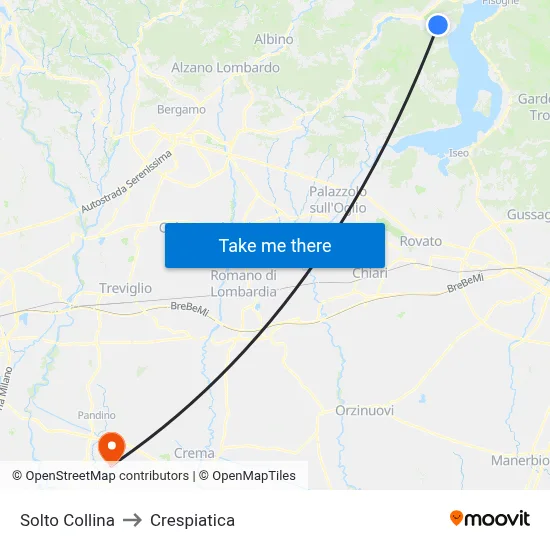 Solto Collina to Crespiatica map