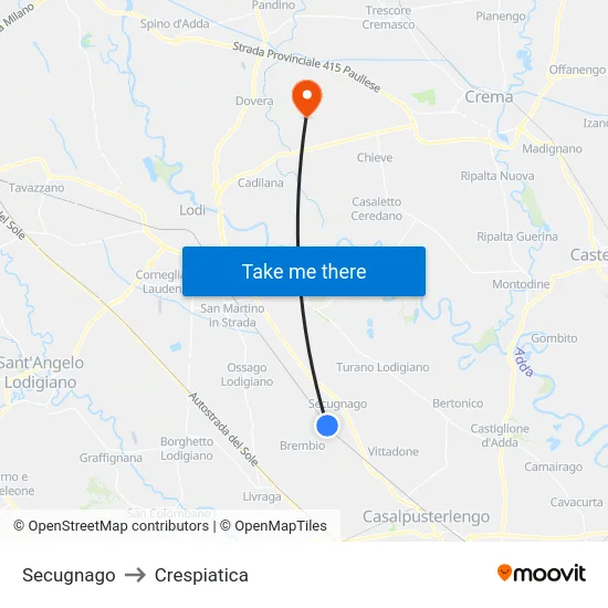 Secugnago to Crespiatica map