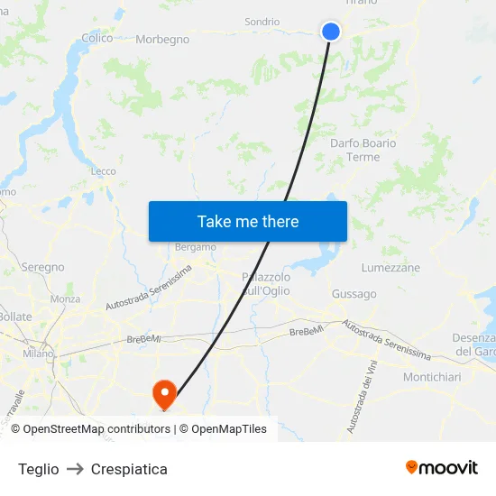 Teglio to Crespiatica map