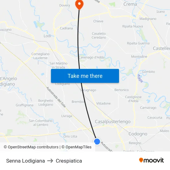 Senna Lodigiana to Crespiatica map