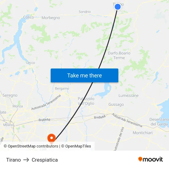 Tirano to Crespiatica map