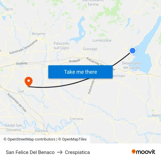 San Felice Del Benaco to Crespiatica map