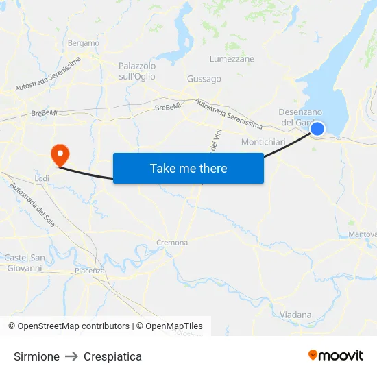 Sirmione to Crespiatica map