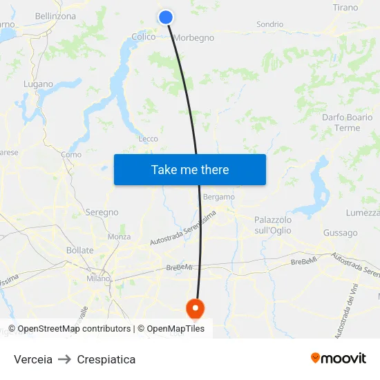 Verceia to Crespiatica map