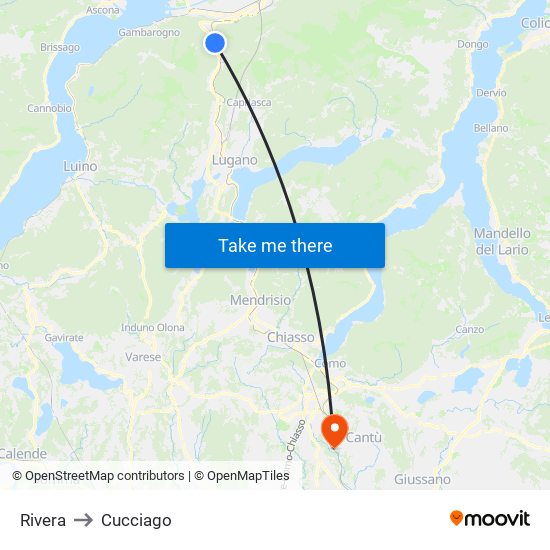Rivera to Cucciago map