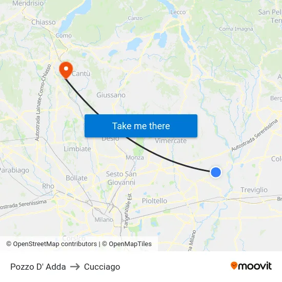 Pozzo D' Adda to Cucciago map