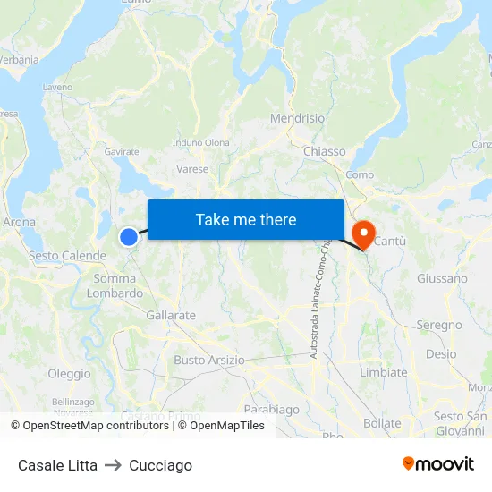 Casale Litta to Cucciago map