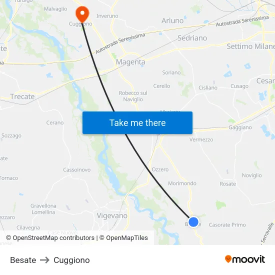 Besate to Cuggiono map