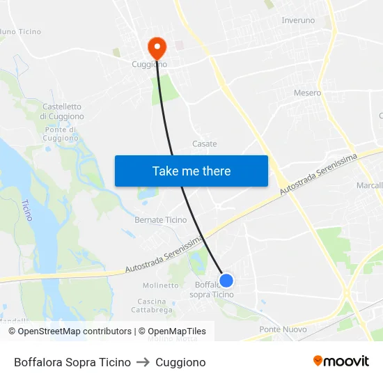 Boffalora Sopra Ticino to Cuggiono map