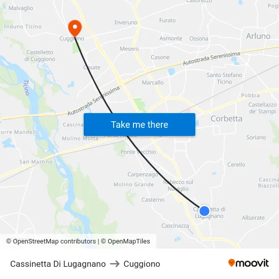Cassinetta Di Lugagnano to Cuggiono map