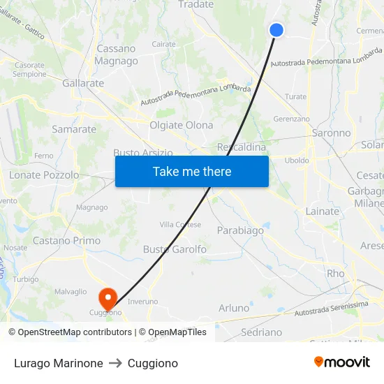 Lurago Marinone to Cuggiono map