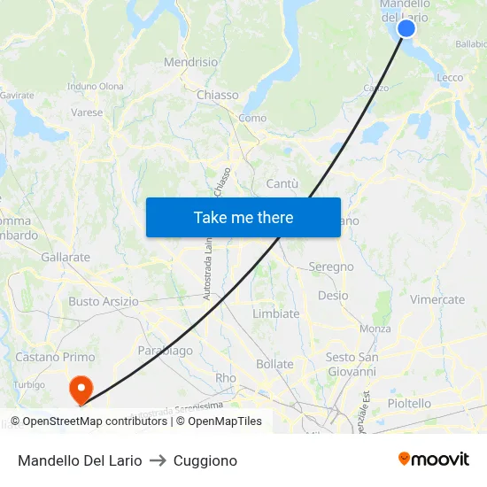 Mandello Del Lario to Cuggiono map