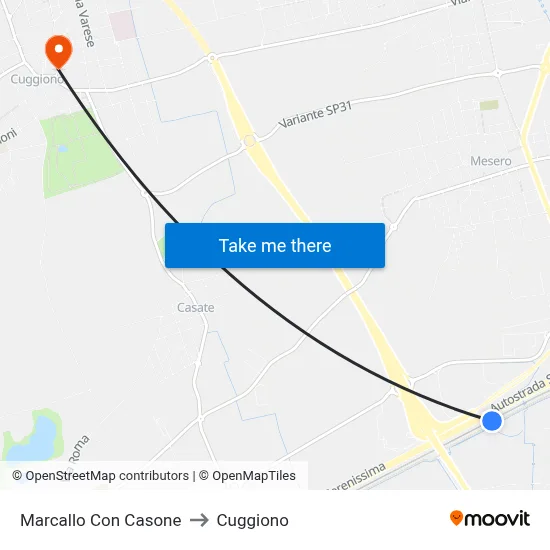 Marcallo con Casone to Cuggiono map