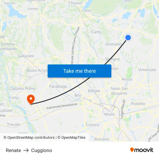 Renate to Cuggiono map