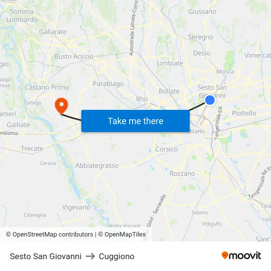 Sesto San Giovanni to Cuggiono map