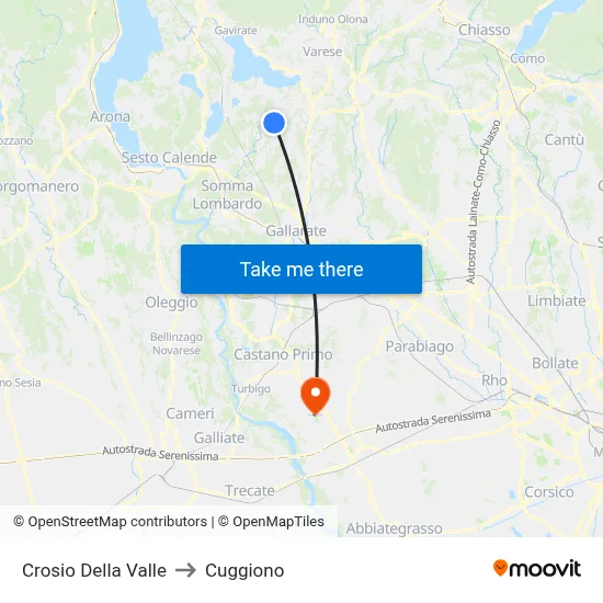 Crosio Della Valle to Cuggiono map