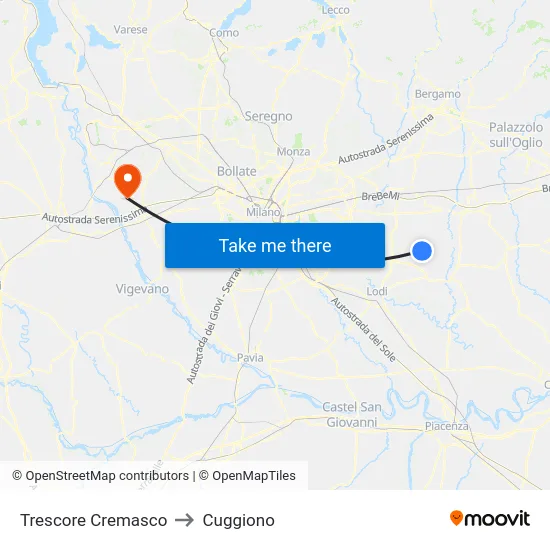 Trescore Cremasco to Cuggiono map