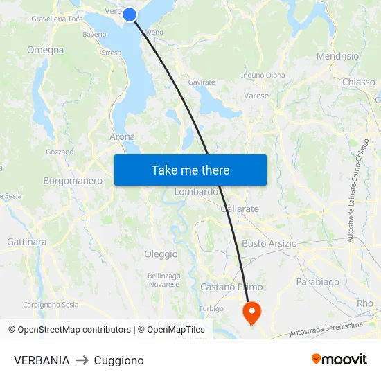VERBANIA to Cuggiono map