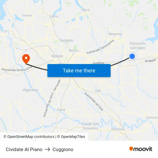 Cividate al Piano to Cuggiono map