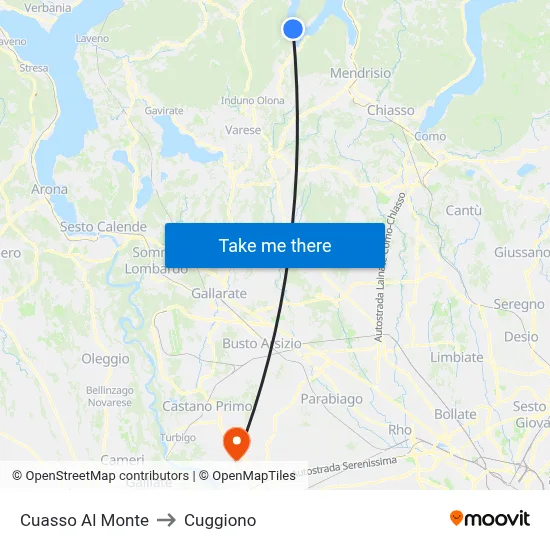 Cuasso Al Monte to Cuggiono map