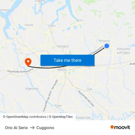 Orio Al Serio to Cuggiono map