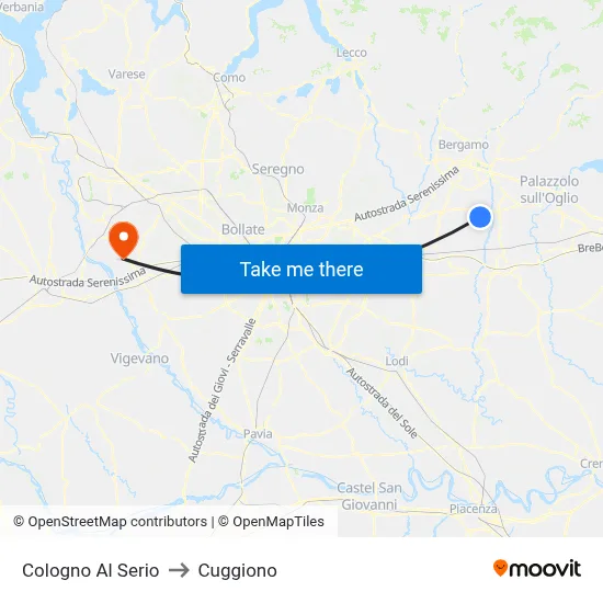 Cologno Al Serio to Cuggiono map