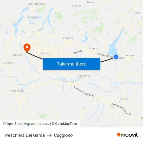Peschiera Del Garda to Cuggiono map
