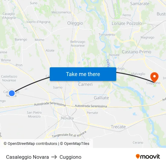 Casaleggio Novara to Cuggiono map