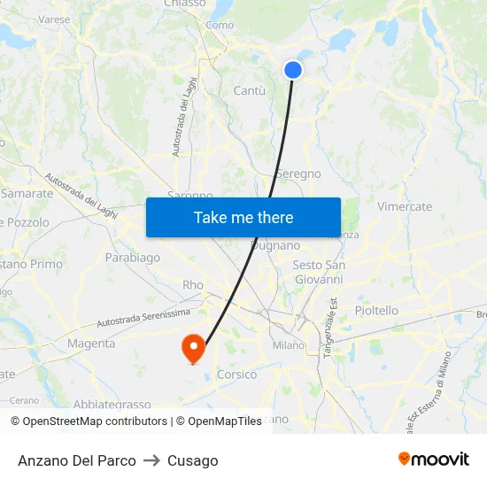 Anzano Del Parco to Cusago map