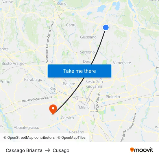 Cassago Brianza to Cusago map