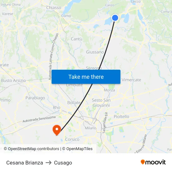Cesana Brianza to Cusago map