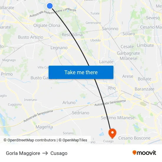 Gorla Maggiore to Cusago map