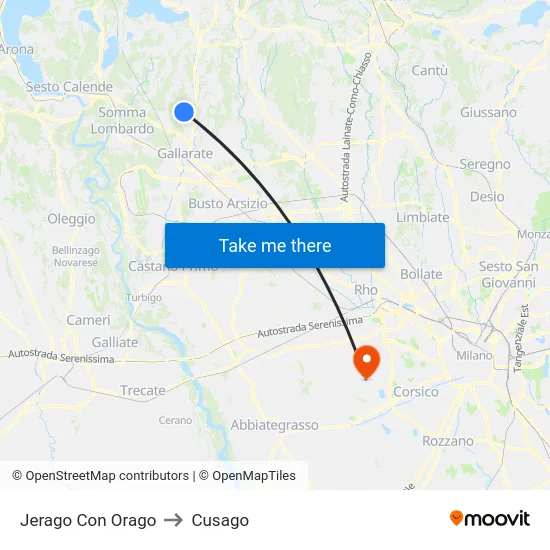 Jerago con Orago to Cusago map