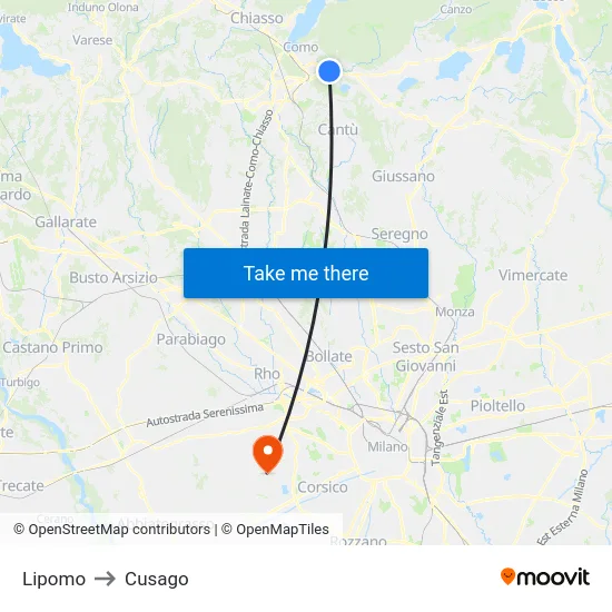 Lipomo to Cusago map