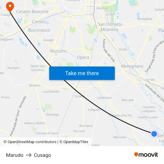 Marudo to Cusago map