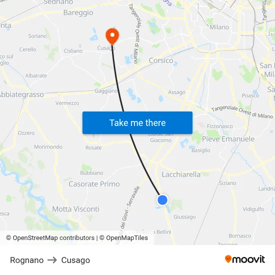Rognano to Cusago map