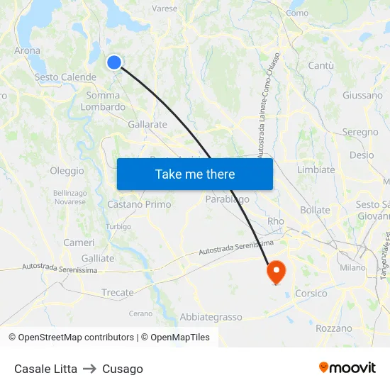 Casale Litta to Cusago map