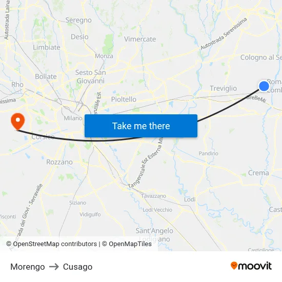 Morengo to Cusago map