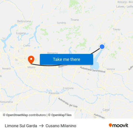 Limone Sul Garda to Cusano Milanino map