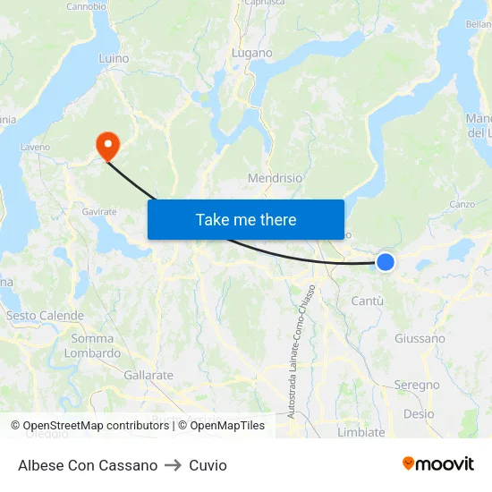 Albese Con Cassano to Cuvio map