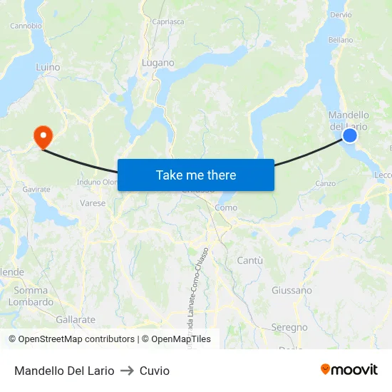 Mandello Del Lario to Cuvio map