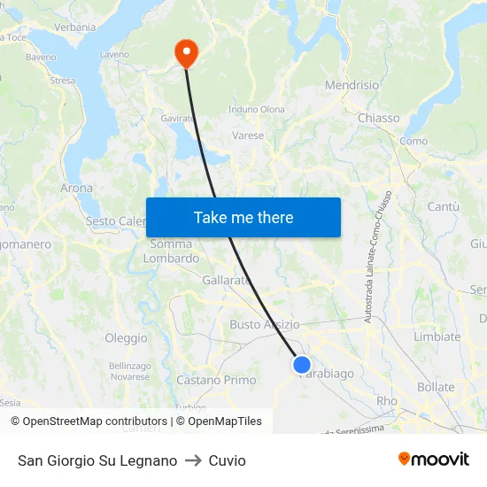 San Giorgio Su Legnano to Cuvio map