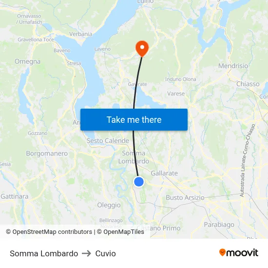 Somma Lombardo to Cuvio map