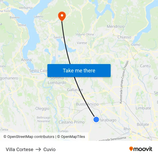Villa Cortese to Cuvio map