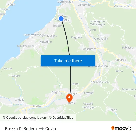 Brezzo Di Bedero to Cuvio map