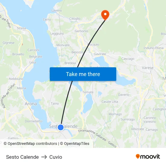 Sesto Calende to Cuvio map