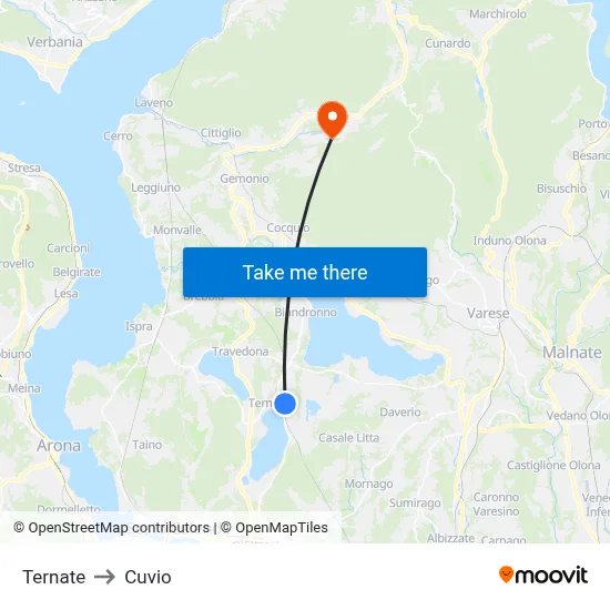 Ternate to Cuvio map