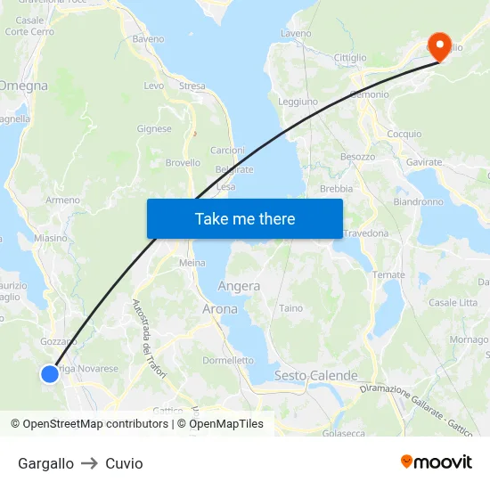 Gargallo to Cuvio map