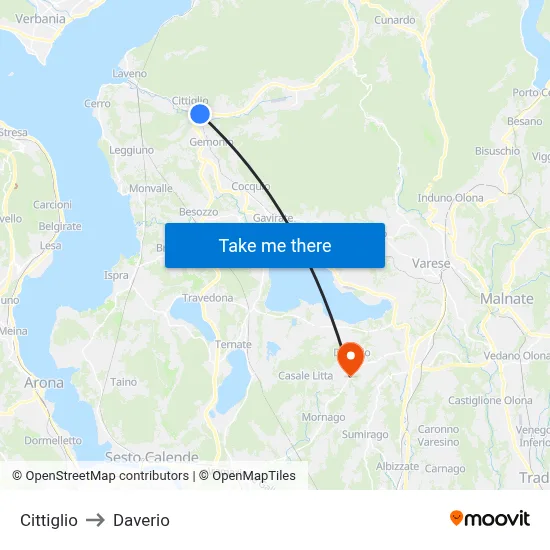 Cittiglio to Daverio map