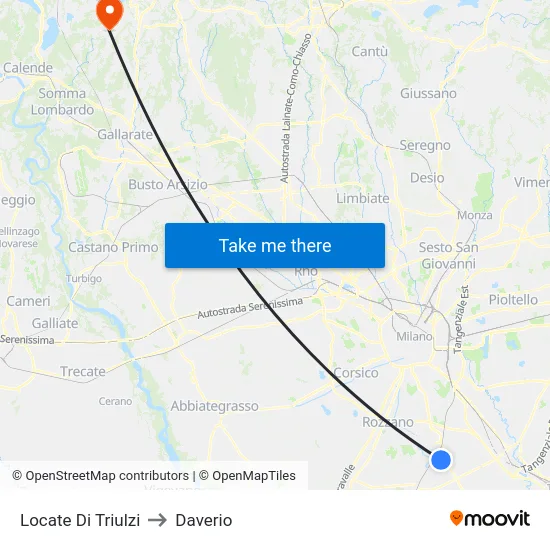 Locate di Triulzi to Daverio map
